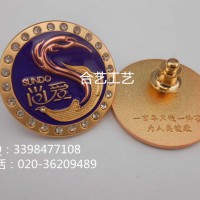 雙色電鍍徽章，鑲鉆徽章，公司標(biāo)志徽章，高檔襟章
